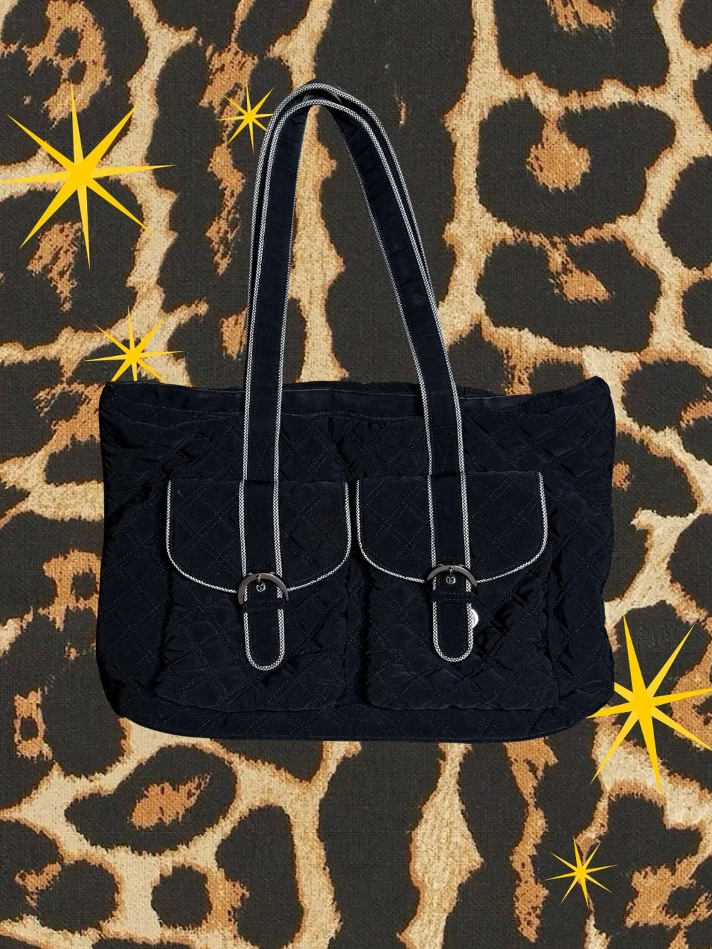 VERA BRADLEY |Quilted Black Messenger Tote Bag | Clean Interior | Excellent Cond